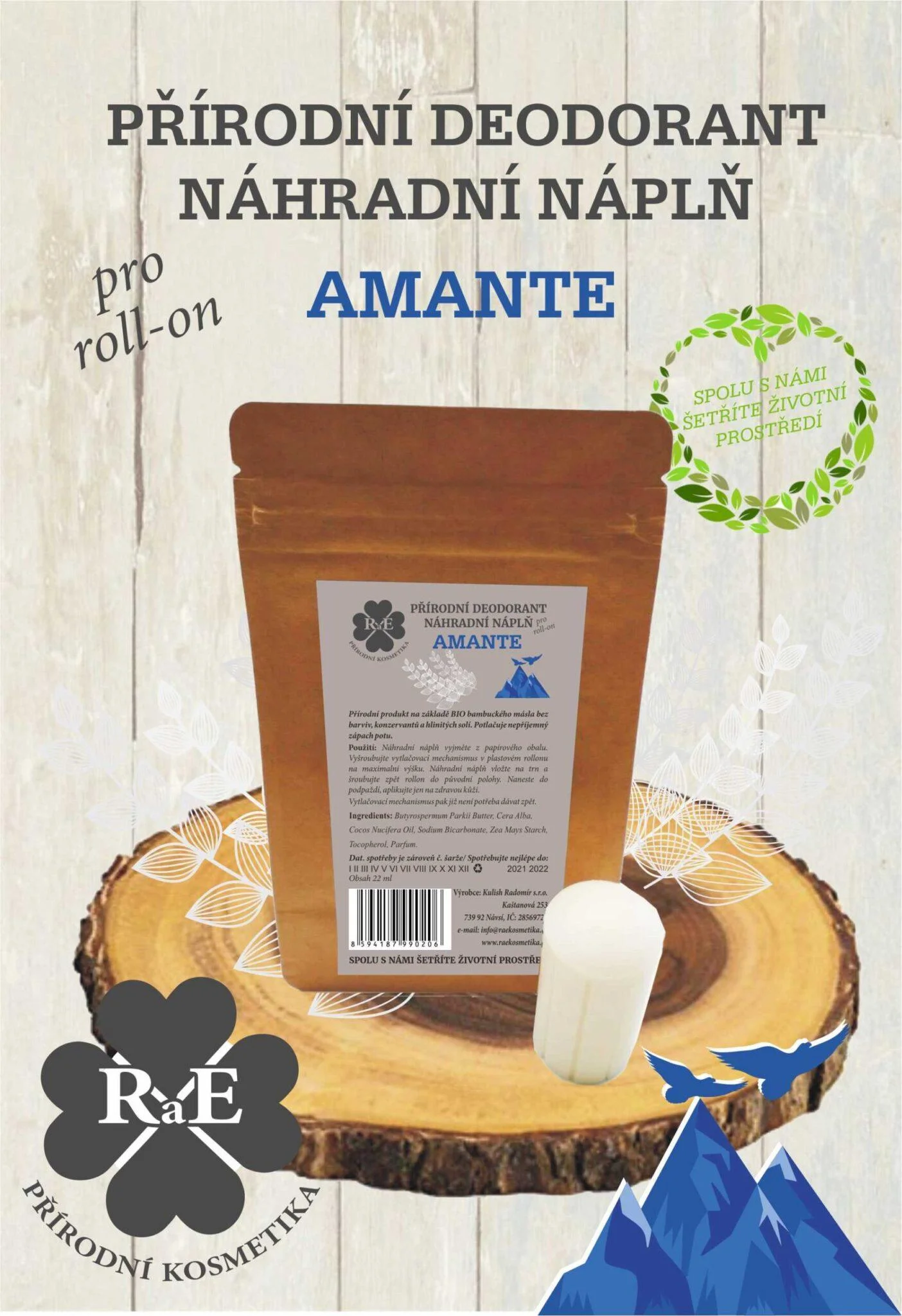 Wkład zastępczy do naturalnego dezodorantu roll-on 22 g – Amante