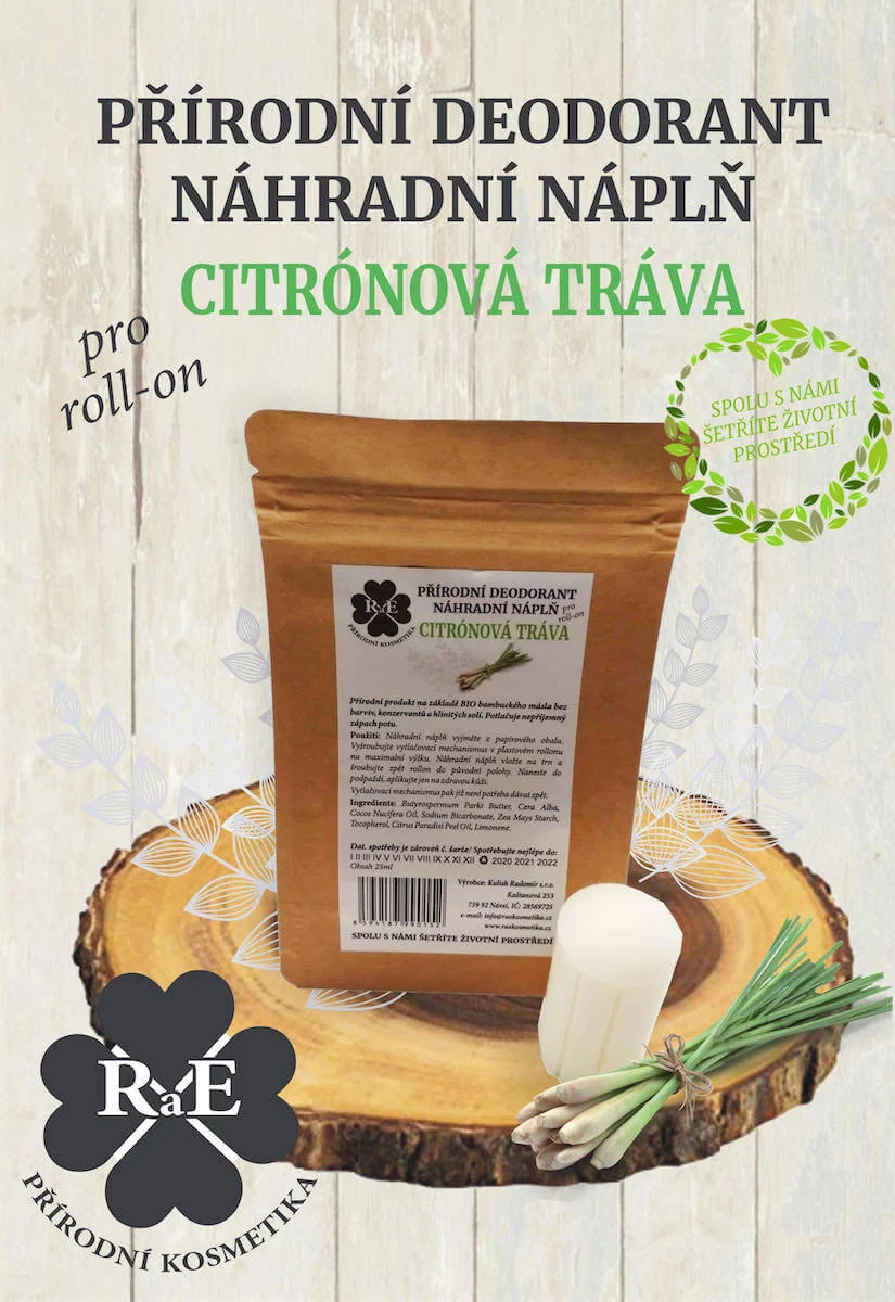 Wypełnienie zastępcze do naturalnego dezodorantu roll-on 22 g – Trawa cytrynowa
